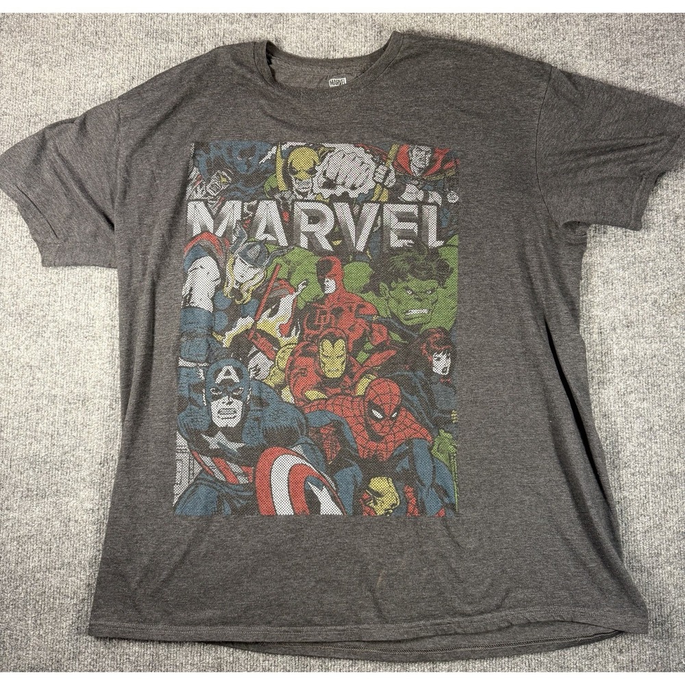 Marvel Comics T Shirt Men Avengers Gray Hulk Spider Man Thor Captain America 2XL